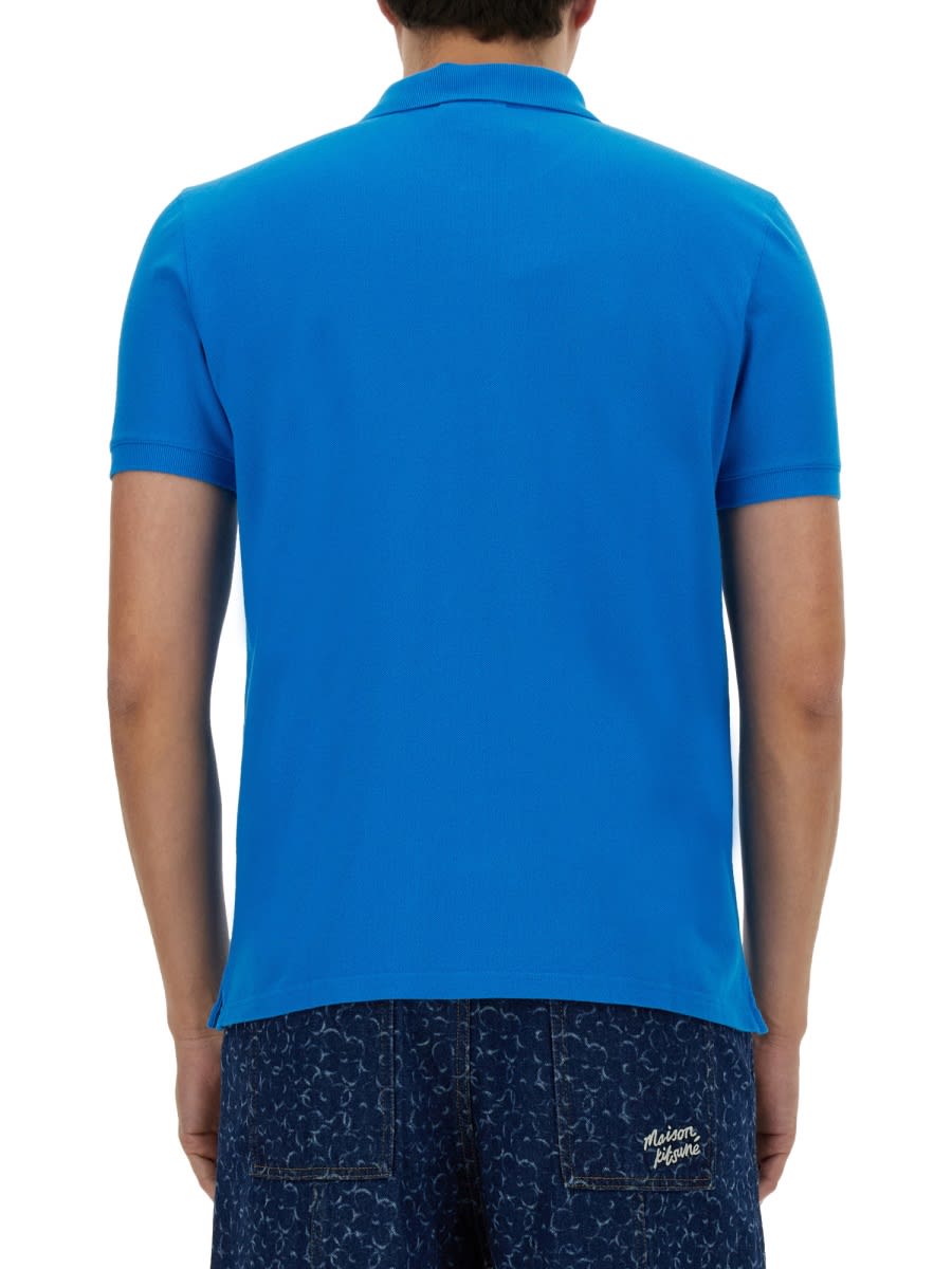 Shop Maison Kitsuné Polo Shirt Fox Head In Blue