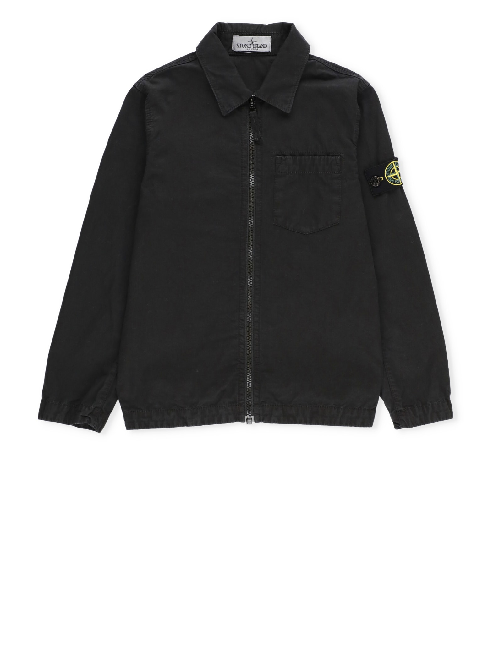 STONE ISLAND JUNIOR SHIRT WITH PATCH