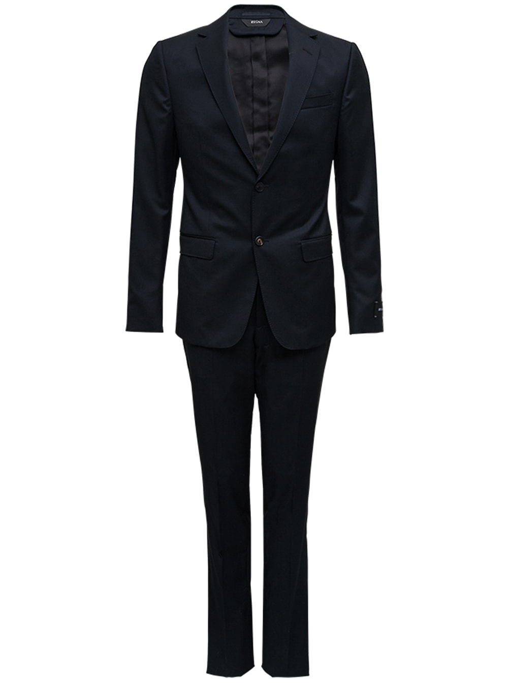 Z Zegna Single Breasted Black Wool Tailored Suit