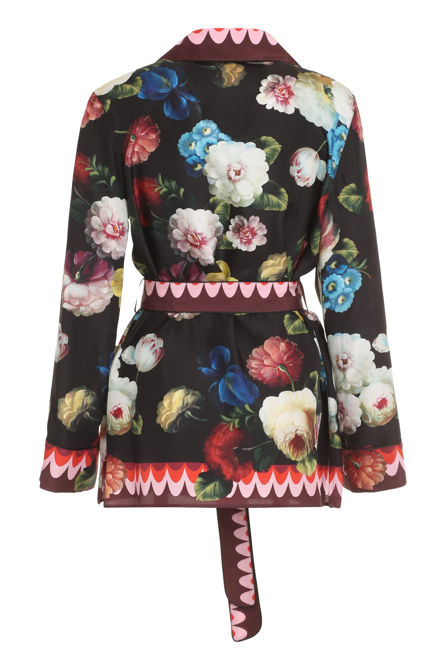 Shop Dolce & Gabbana Printed Silk Pajama Blouse In Fiore Nottur.c/greca