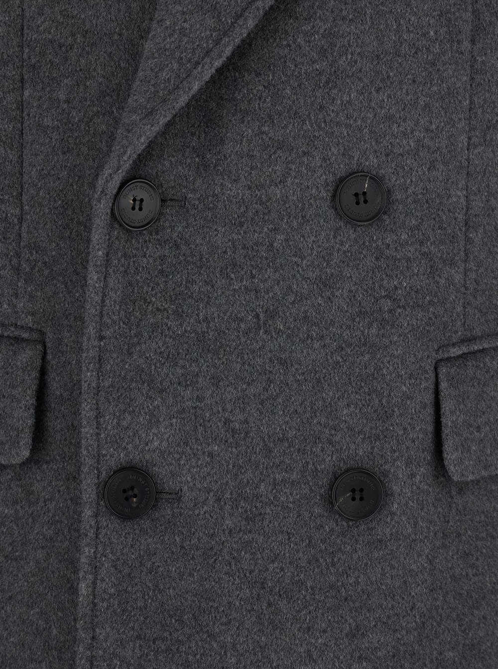 Dunst Grey Double-breasted Coat With Peak Revers In Cashmere Woman In Black