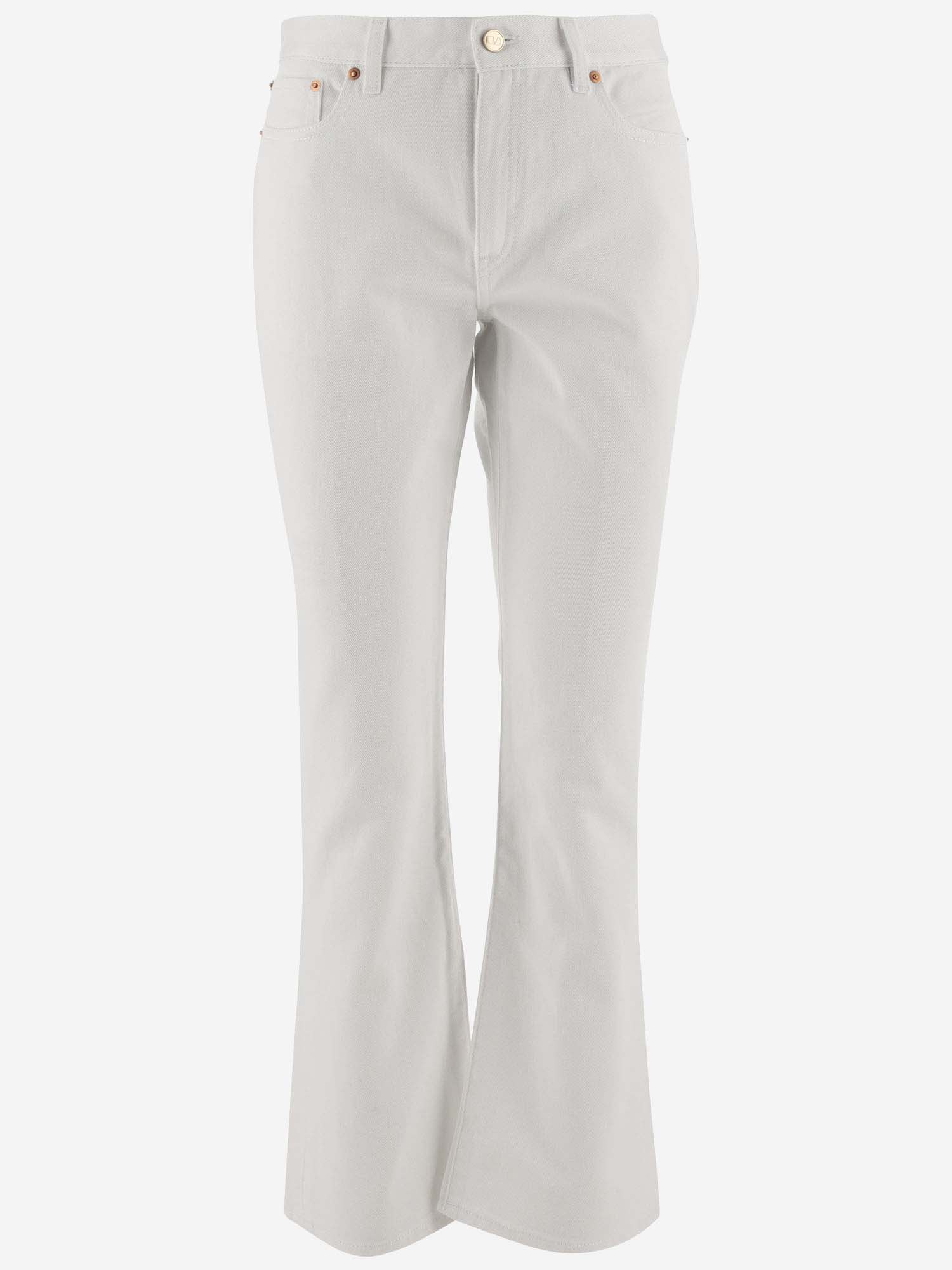 Shop Valentino Cotton Denim Jeans With Vlogo In White