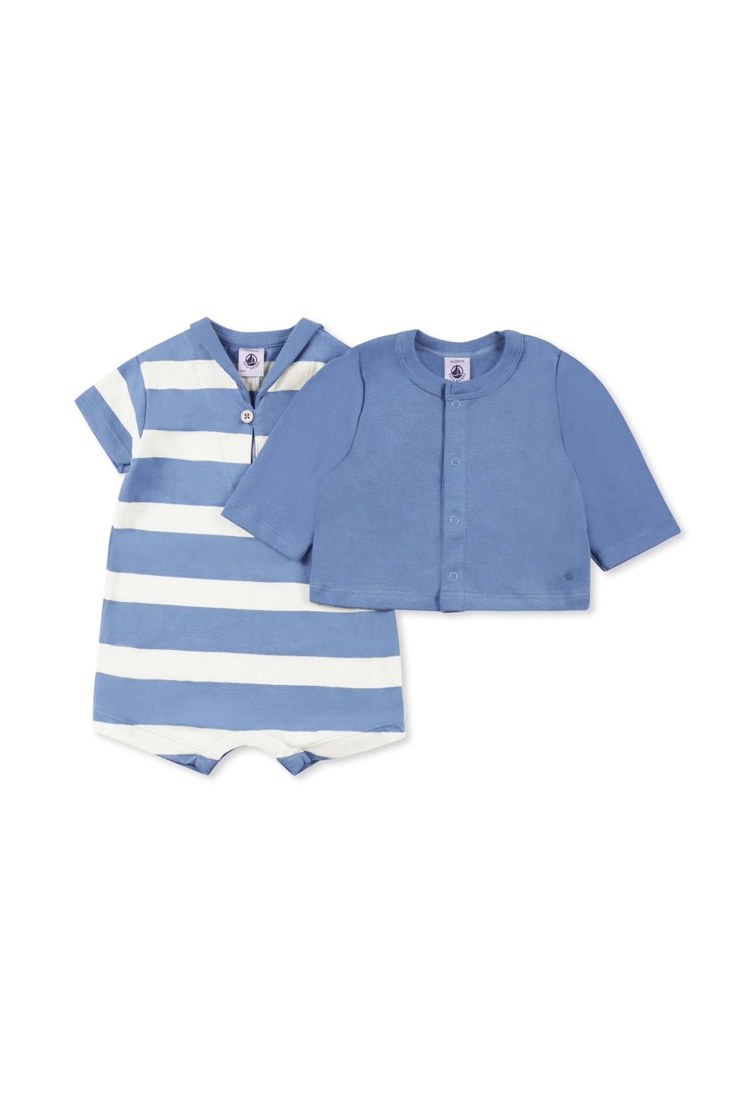 Petit Bateau Light Blue Romper Set For Baby Boy