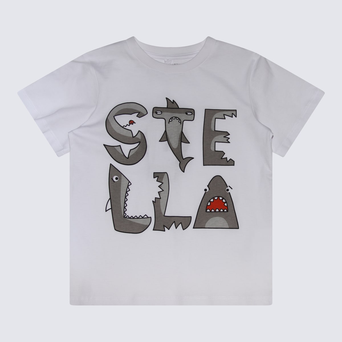 Stella Mccartney Kids' White Multicolour Cotton Shark T-shirt