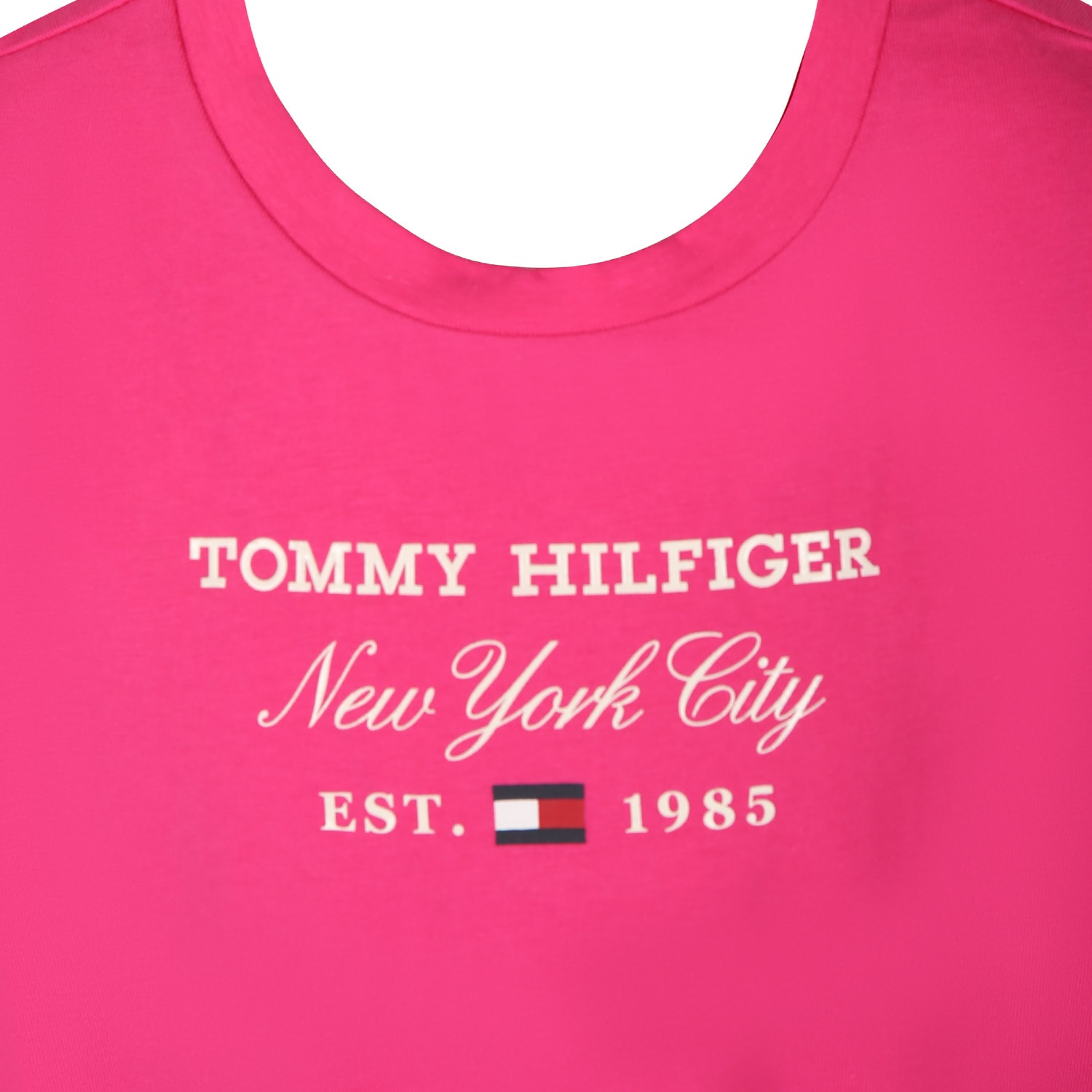 Shop Tommy Hilfiger Pink T-shirt For Girl With Logo