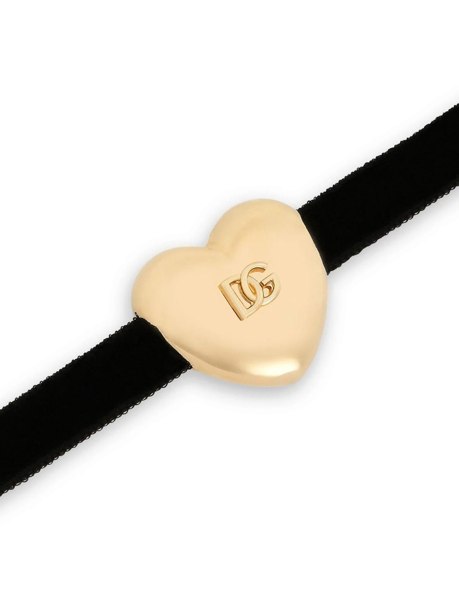 Shop Dolce & Gabbana Heart Velvet Choker In Multicolor