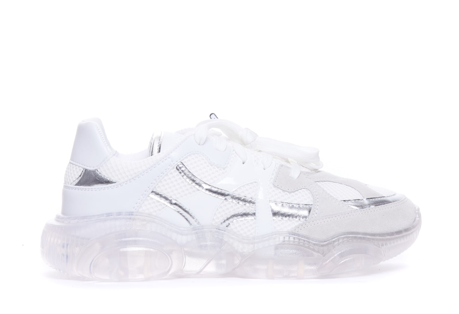 Shop Moschino Teddy Shoes With Transparent Sole In White