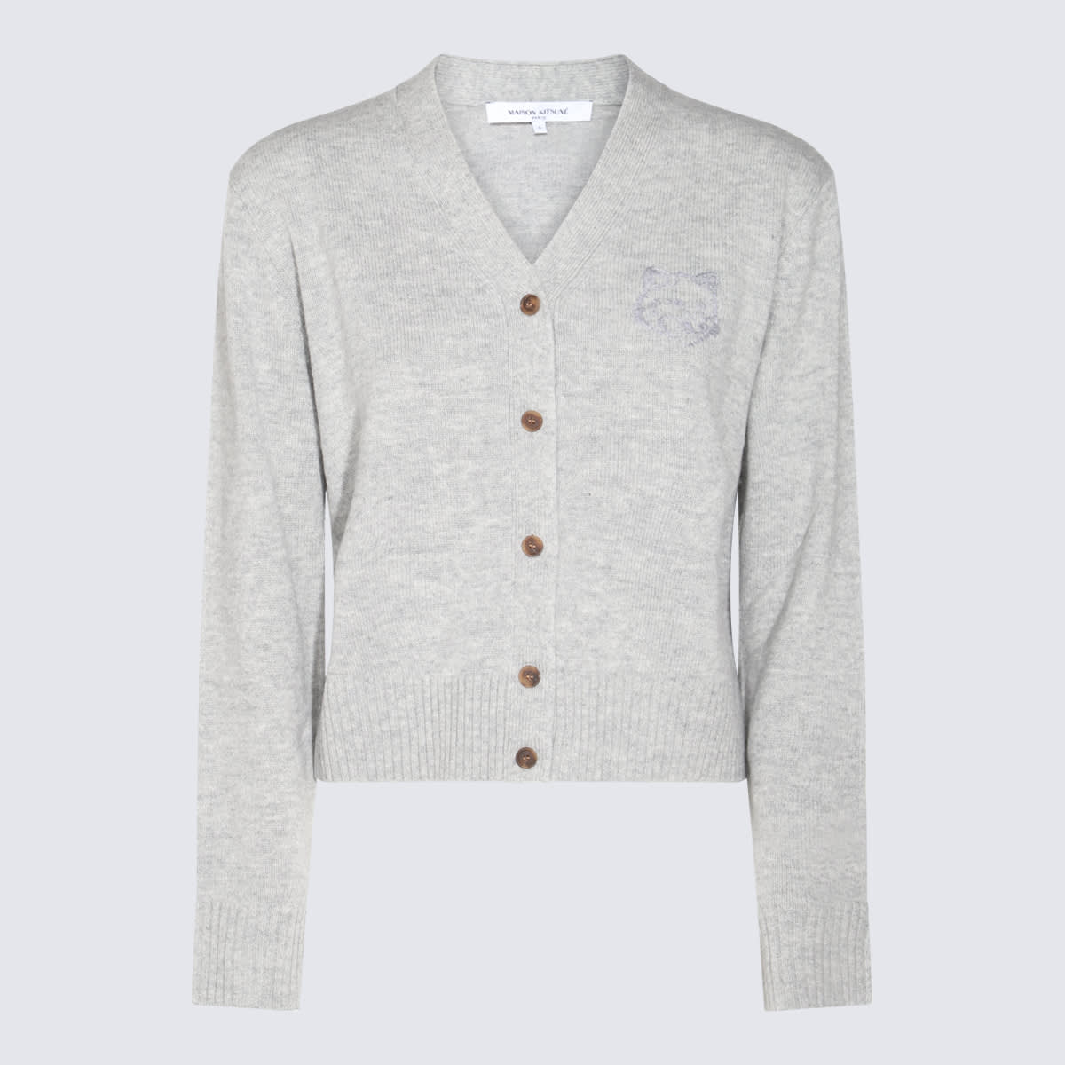 Shop Maison Kitsuné Grey Wool Knitwear In Light Grey Melange