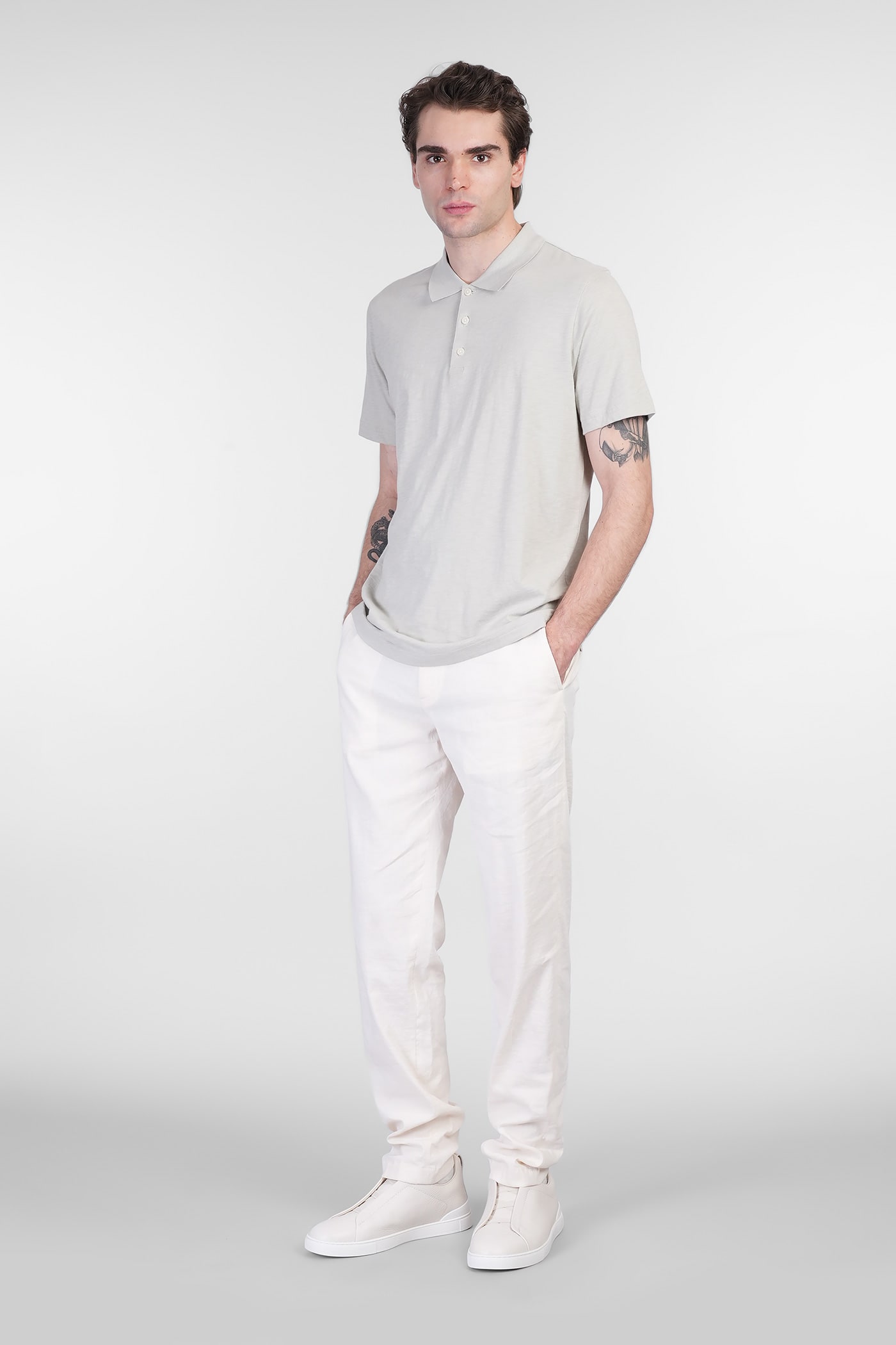 Theory Polo In Grey Cotton In Gray