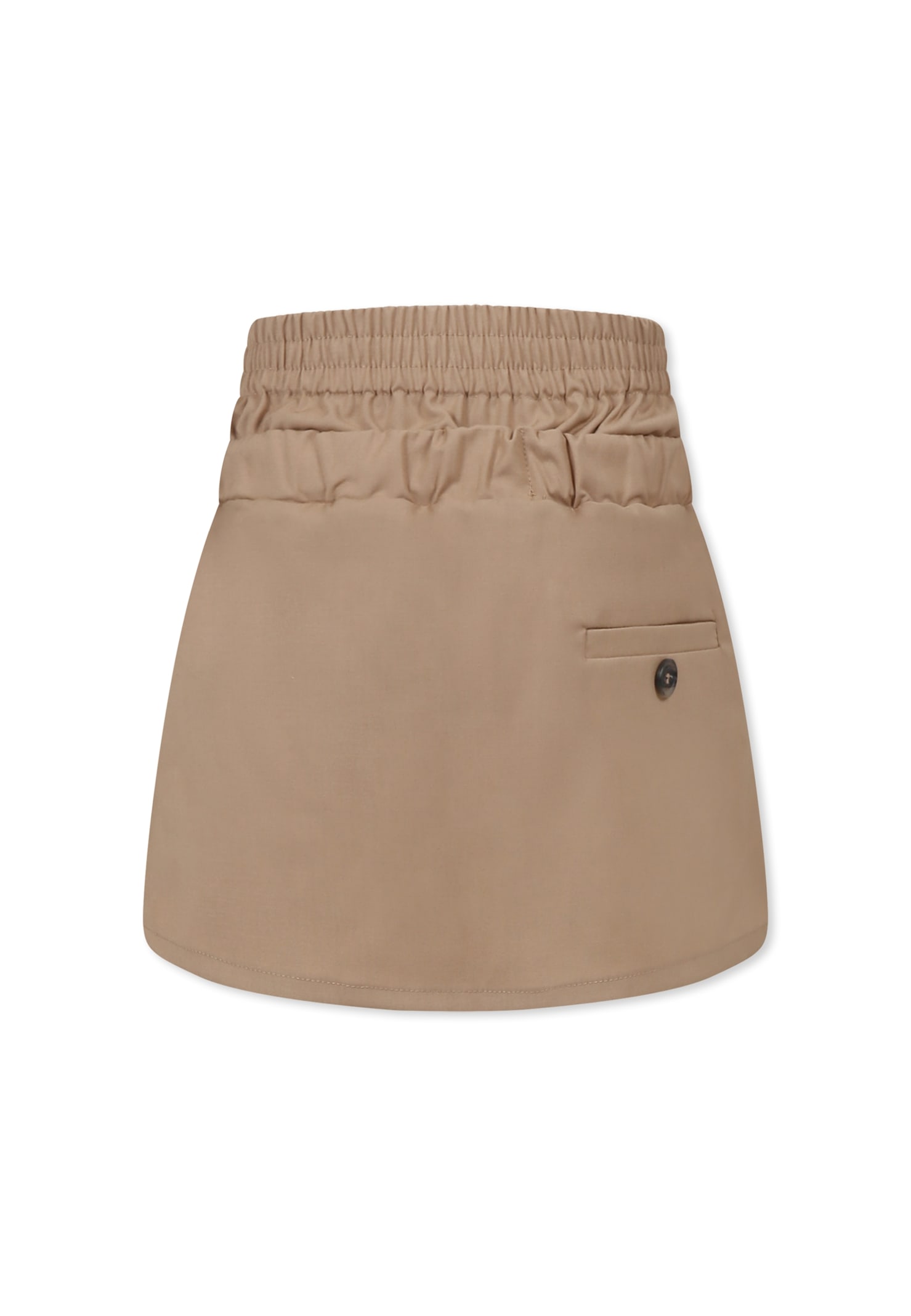 Shop Douuod Beige Skirt For Girl With Logo Patch In Brown