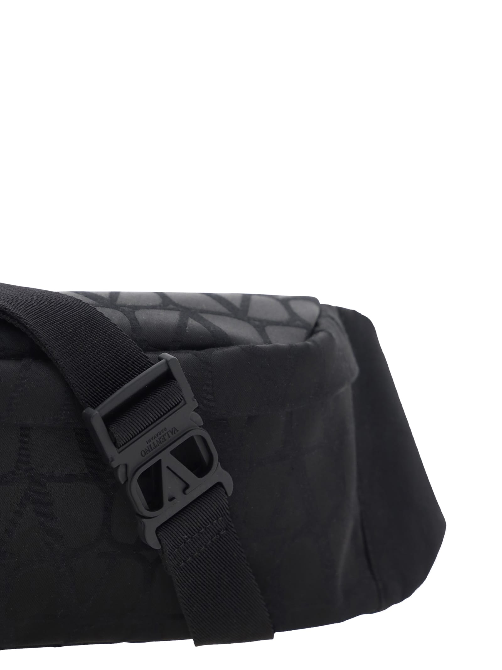 Shop Valentino Black Iconographe Belt Bag In Nero