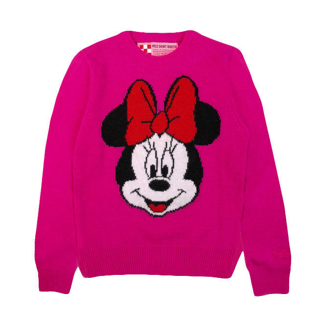 Mc2 Saint Barth Kids' Minnie Fucsia Sweater For Girl - Disney© Special Edition In Pink