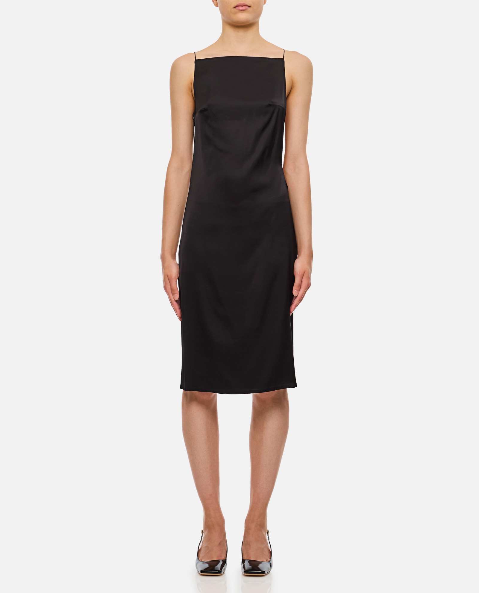 Shop Jacquemus La Robe Spoglio Midi Dress In Black