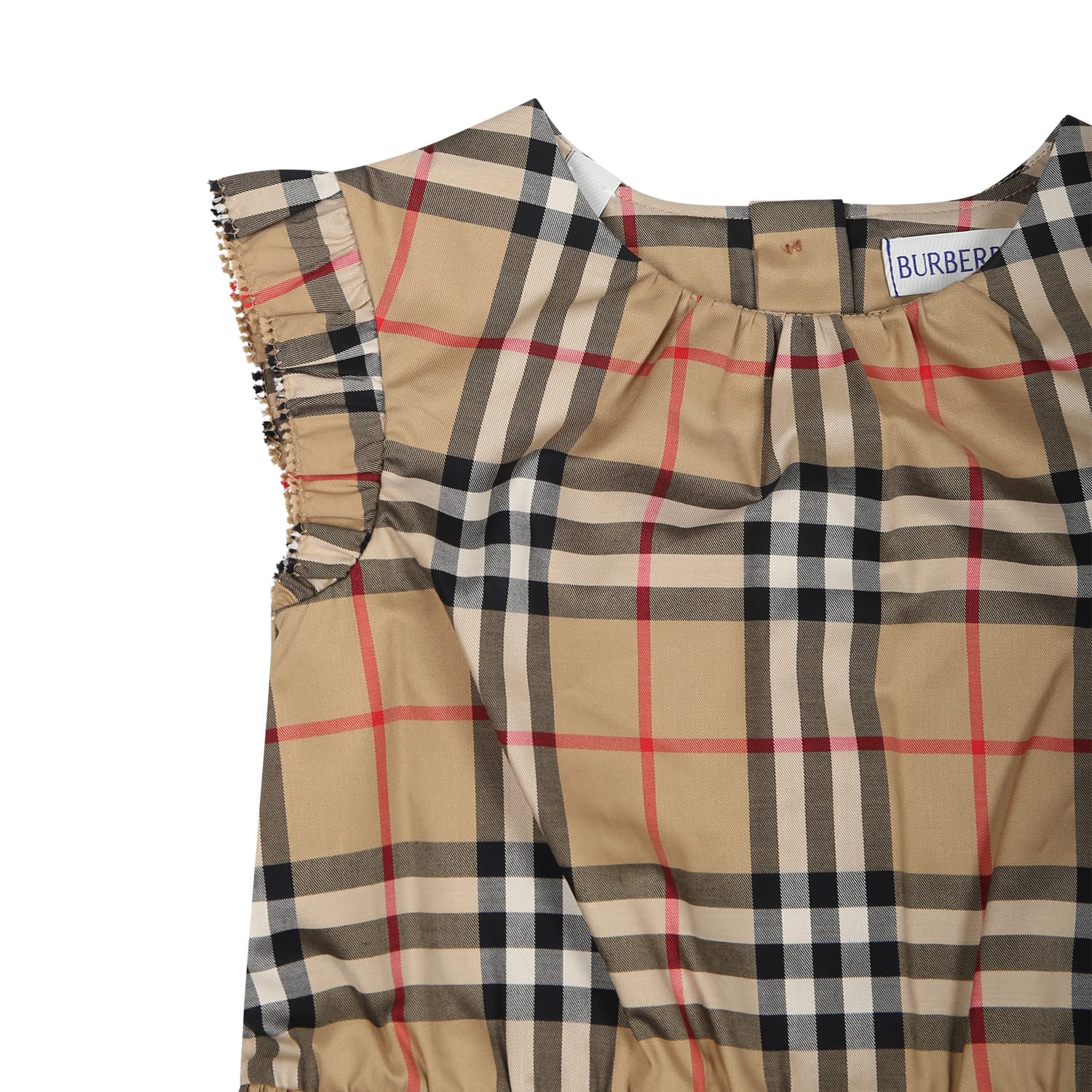 Shop Burberry Beige Dress For Baby Girl With Iconic Vintage Check In Archive Beige Ip Chk