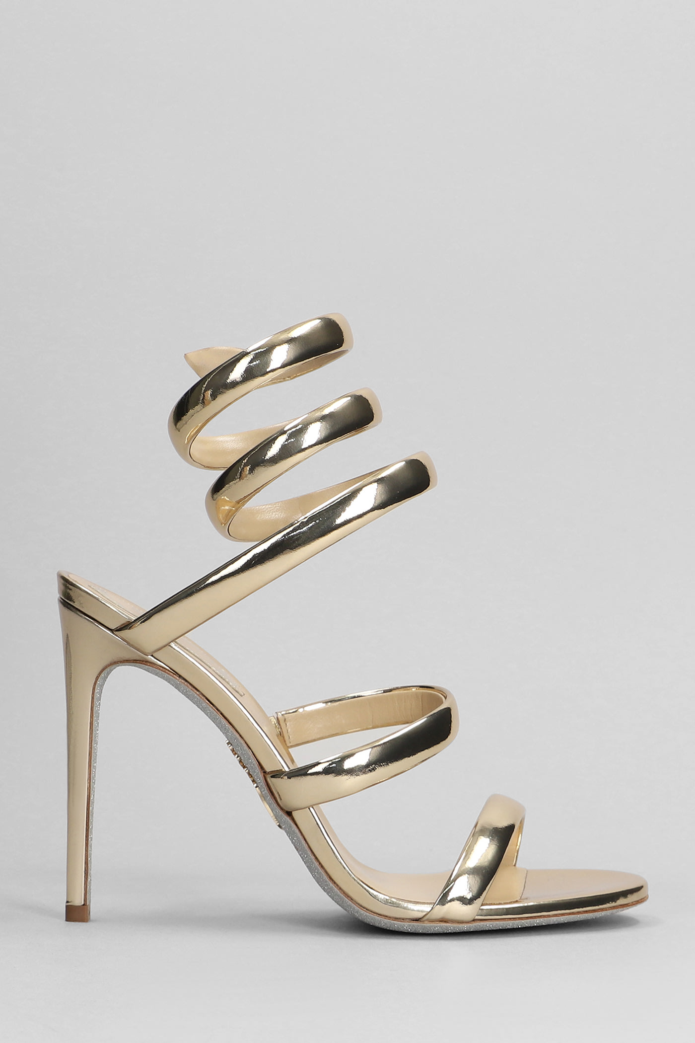 René Caovilla Serpente Sandals In Gold Leather
