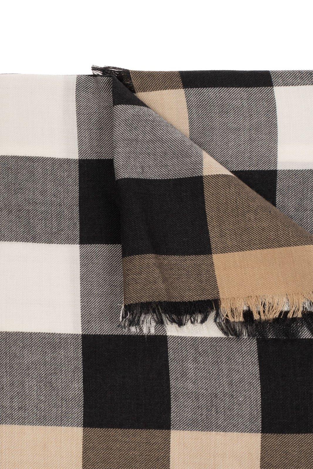 Shop Burberry Checked Fringed-edge Scarf In Archive Beige