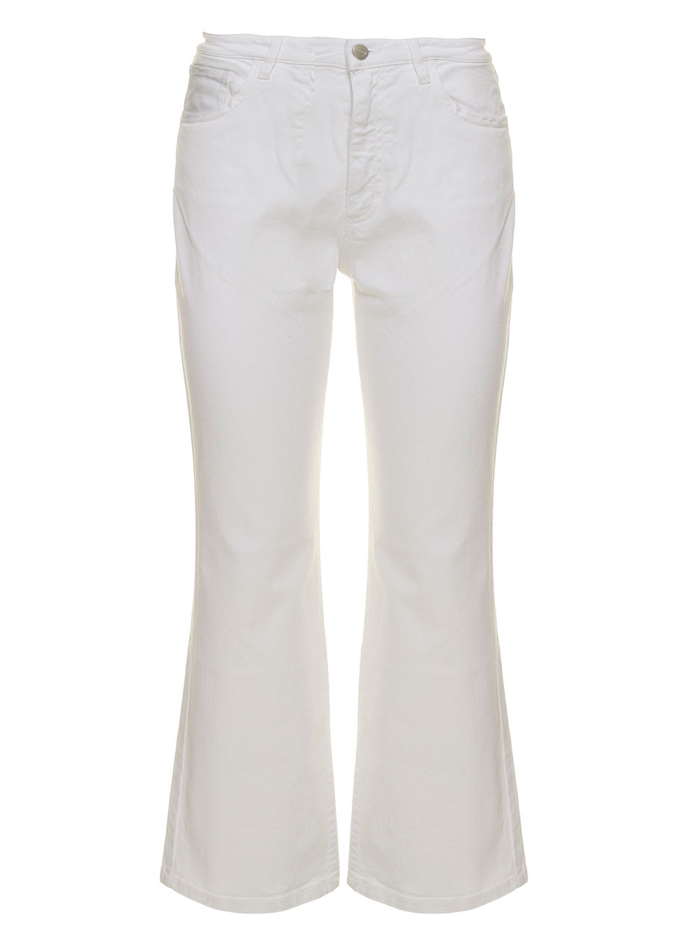 Icon Denim White Pam Mini Flare Jeans In Denim Icon Denim Woman