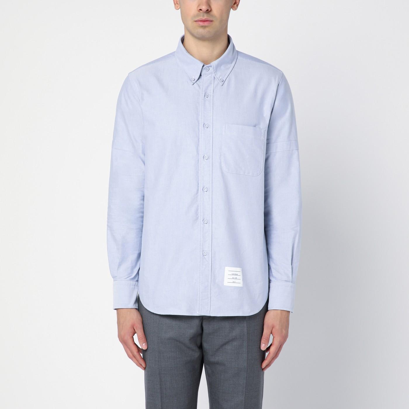 Shop Thom Browne Light Blue Cotton Button-down Shirt In Clear Blue