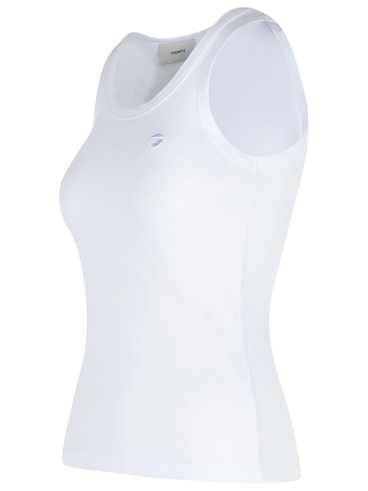 Coperni Ribbed Sleeveless Cotton Tank Top In White