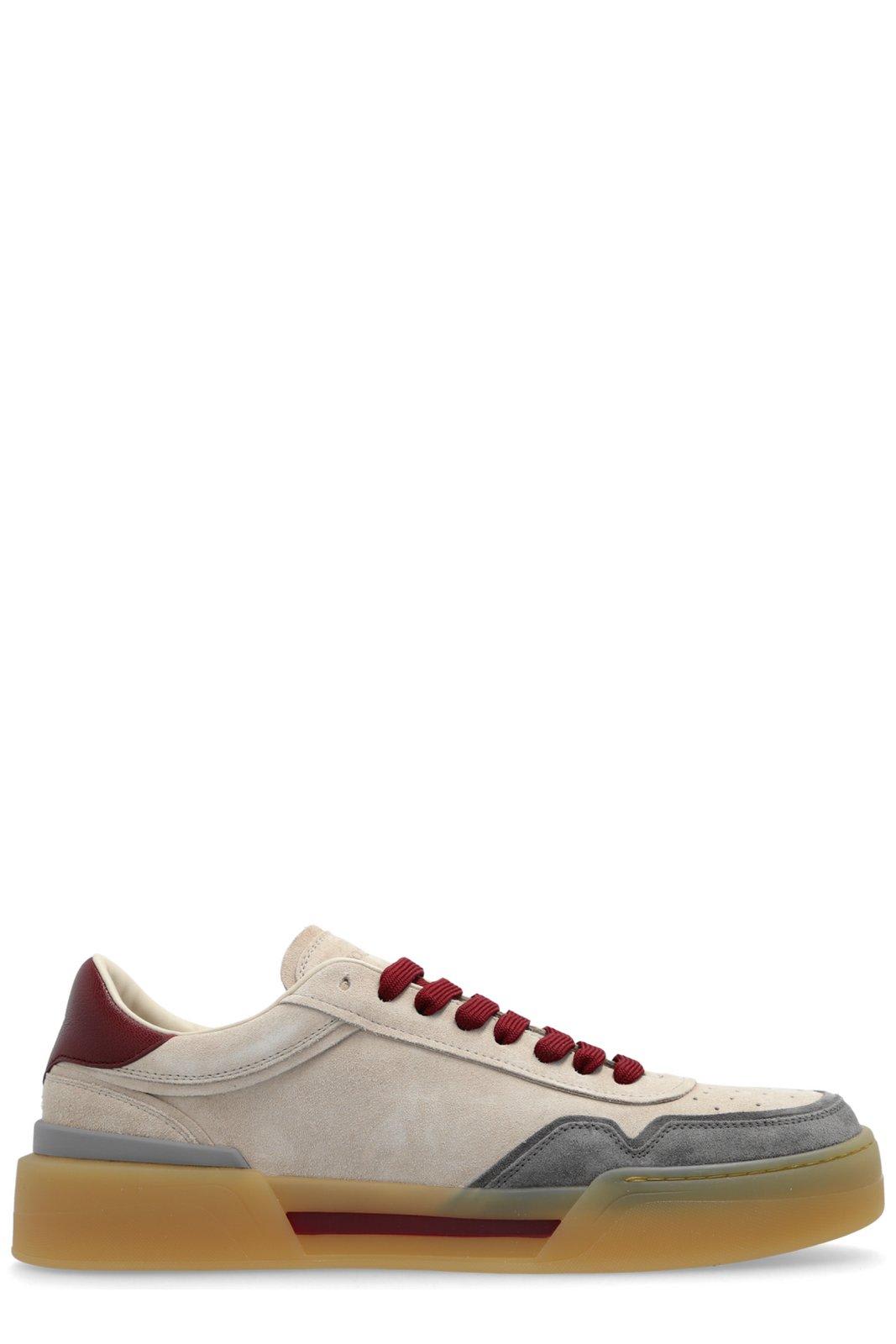 Shop Dolce & Gabbana New Roma Low-top Sneakers In Avorio/grigio/vino