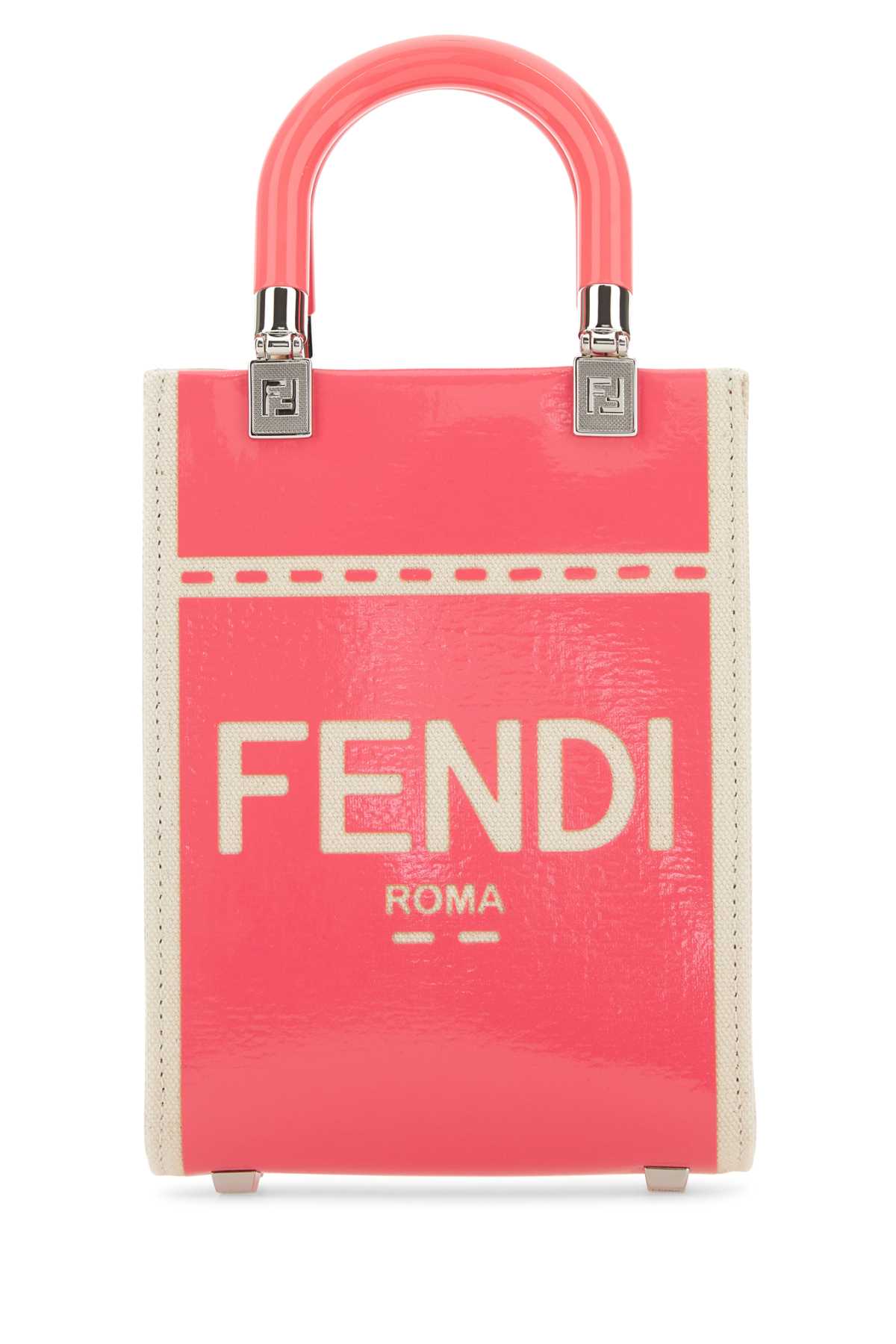 Shop Fendi Two-tone Canvas Mini Sunshine Handbag In Pinkcoral