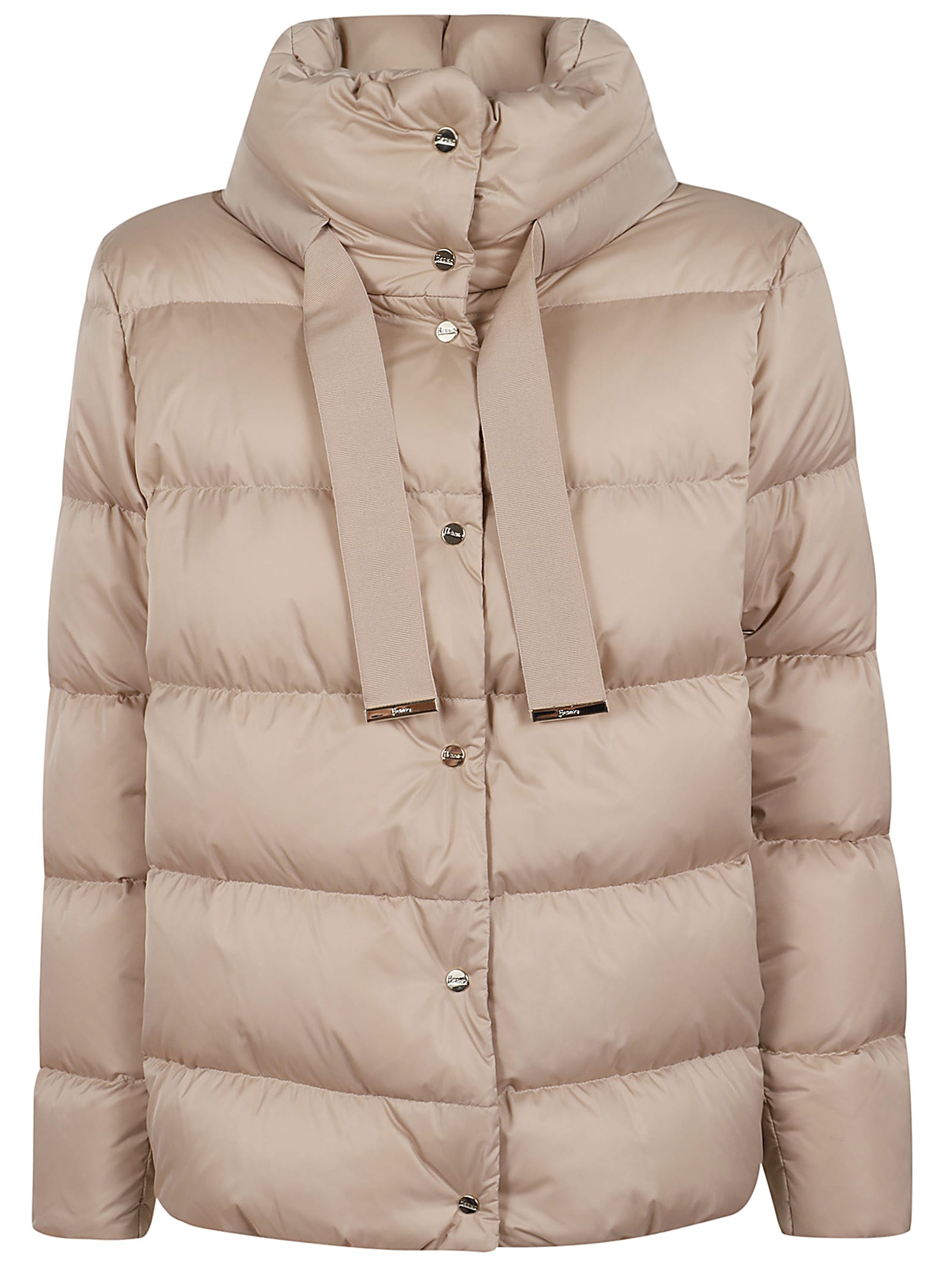 Shop Herno Satin Cape Down Jacket In Chantilly