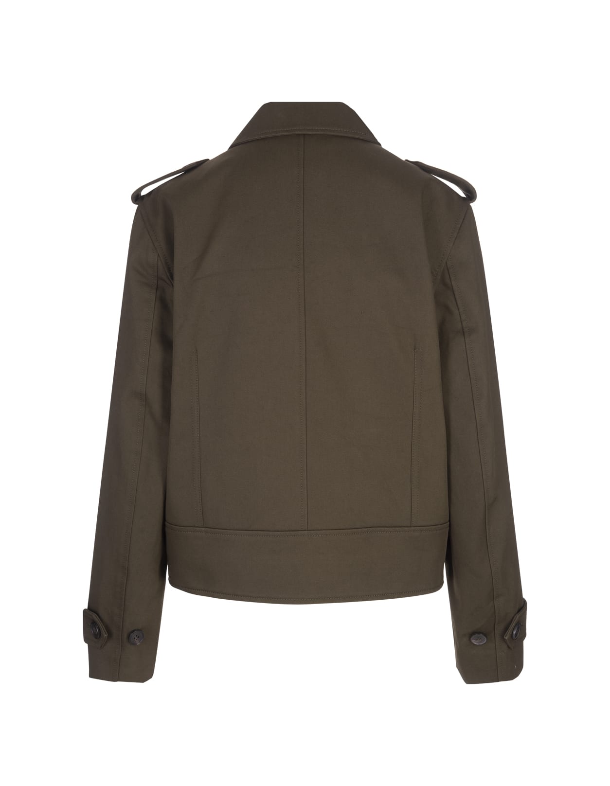 Shop Alexander Mcqueen Boxy Short Jacket With Blouse Sleeves In Khaki In Green