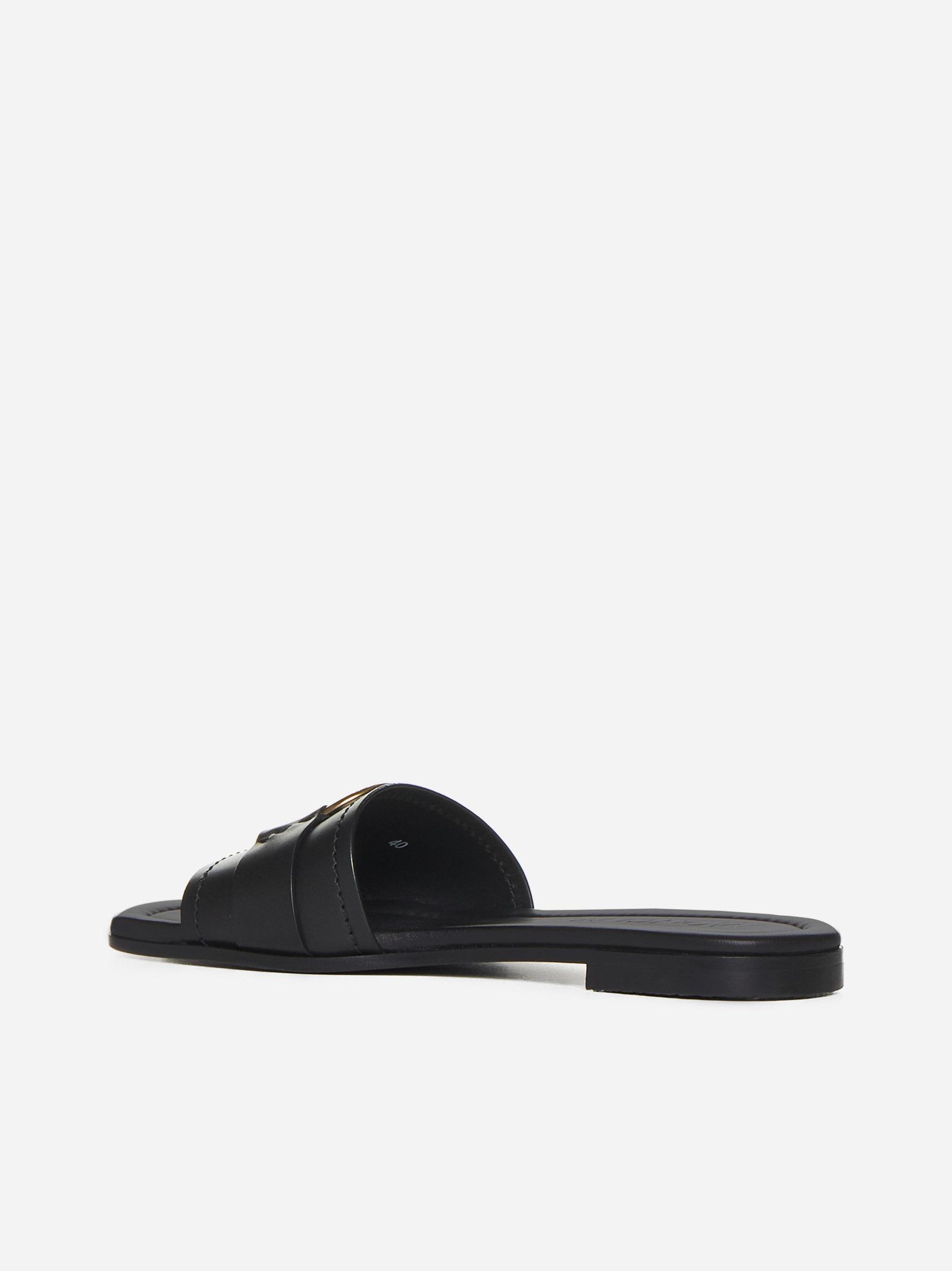 Shop Moncler Bell Leather Slides In Black