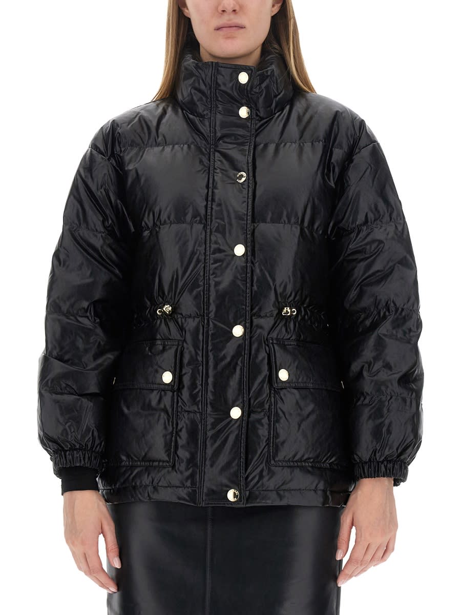 Shop Michael Kors Down Jacket With Hood In Black