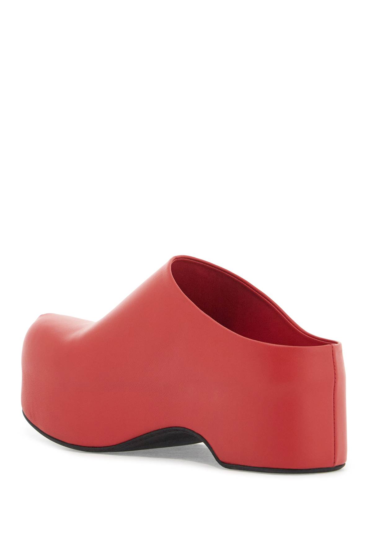 Marni Slide With Chunky Clog In Red Leather In Tulip (red)