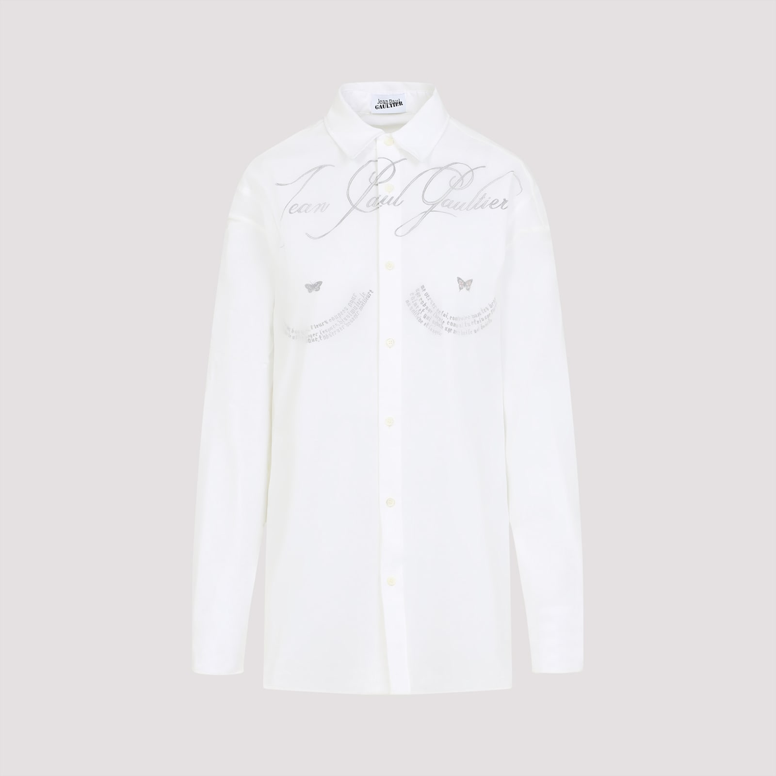 Shop Jean Paul Gaultier Ls Double Layer Shirt In Black White