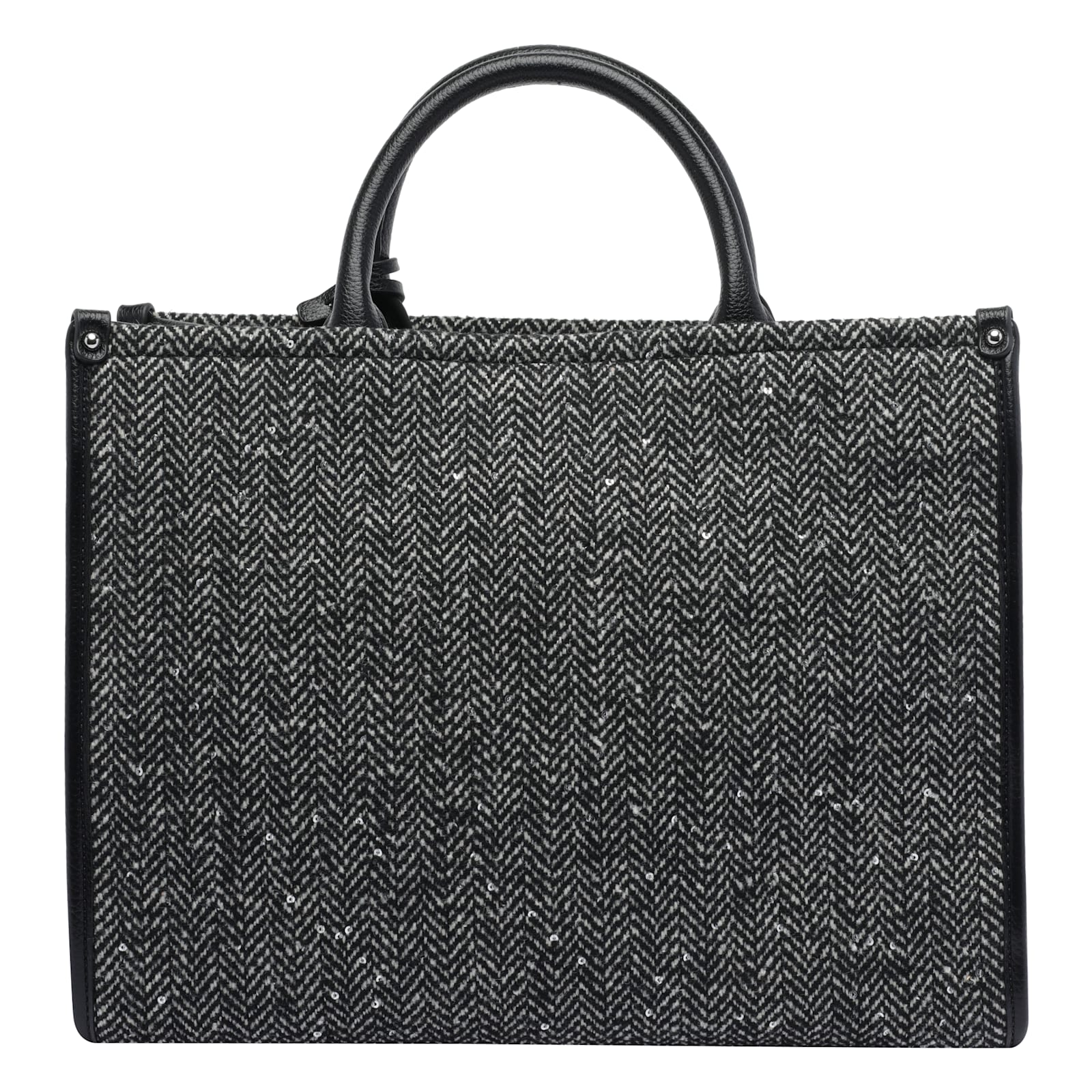 Liu •jo Herringbone-sequin Tote Bag In Black