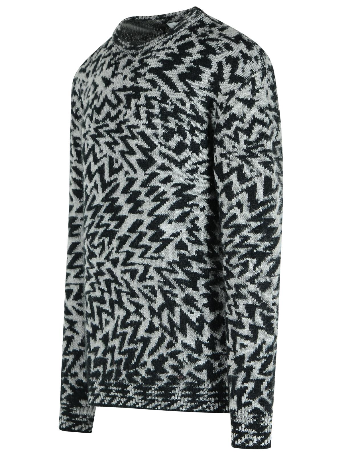 Laneus Wool Blend Sweater Abstract Pattern Design In Gray