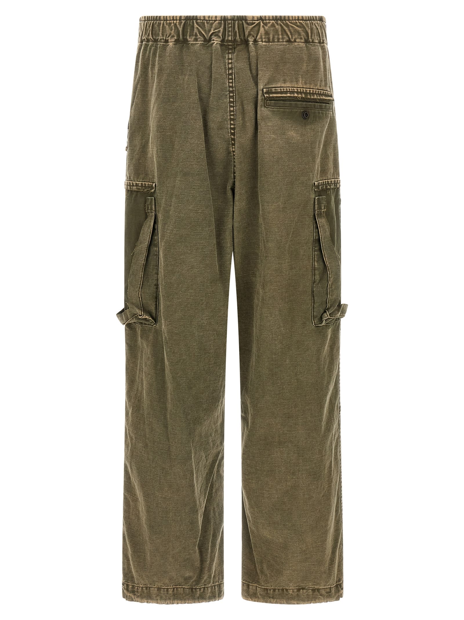 Miharayasuhiro Cotton Satin Cargo Pants In Green