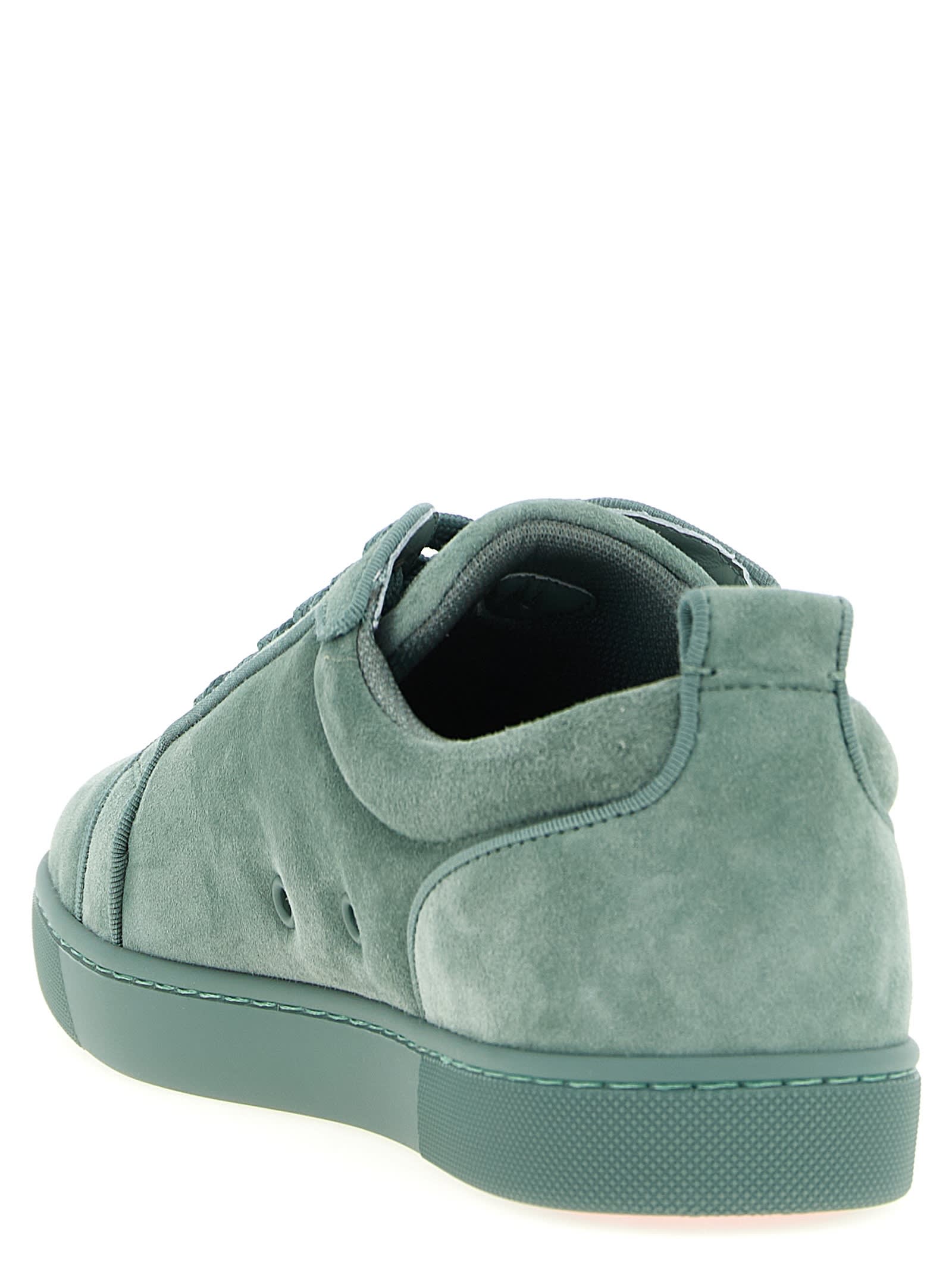 Christian Louboutin Junior Suede Round Toe Low-top Sneakers In Green