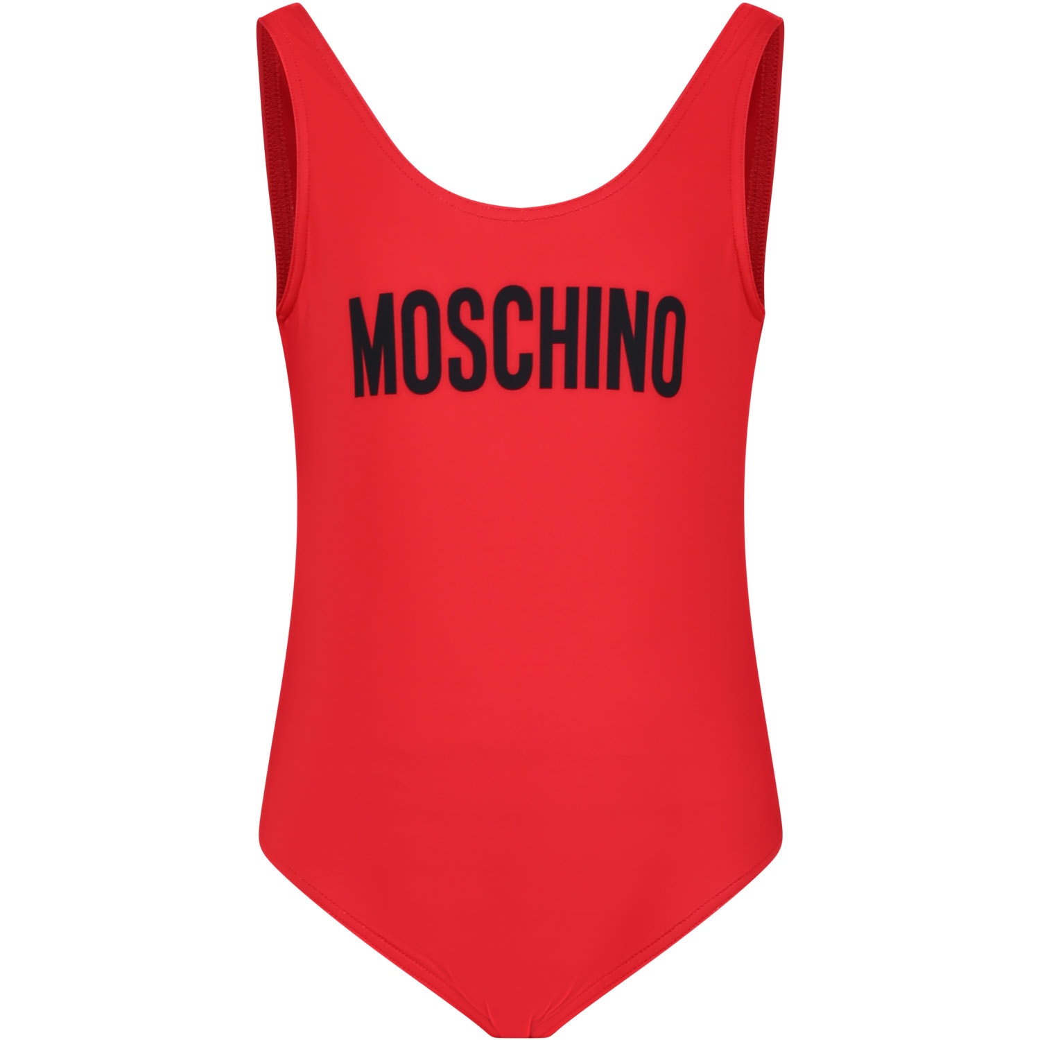 Moschino Kids' Red One-piece Swimsuit For Girl With Logo