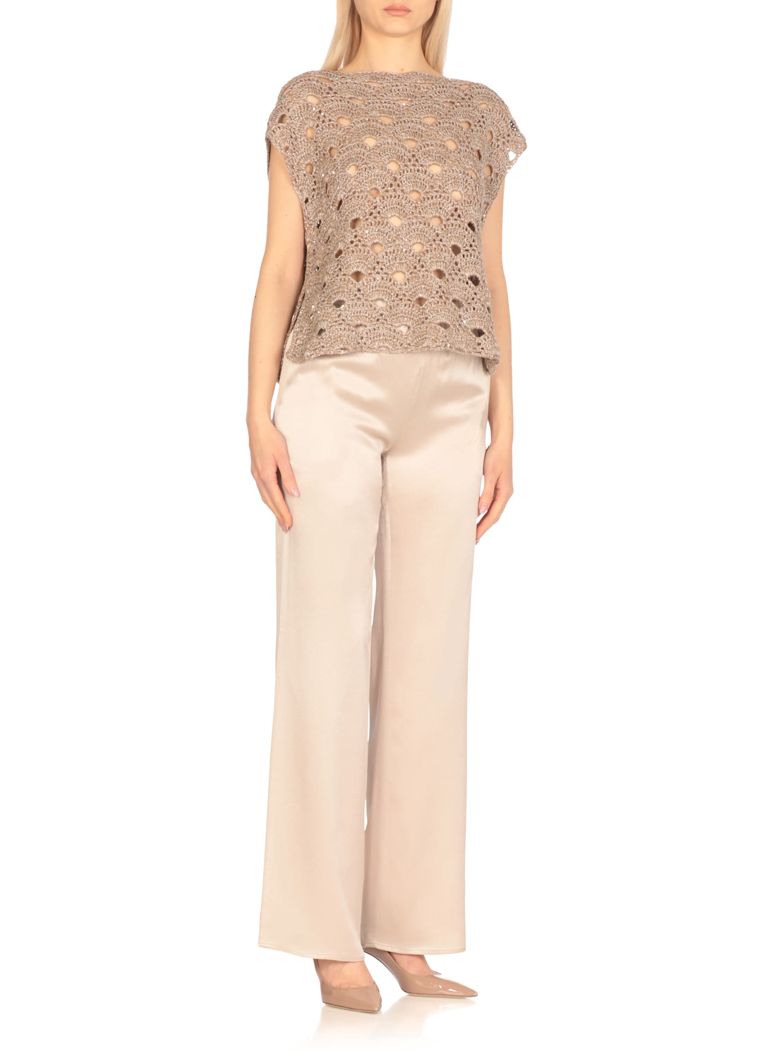 Antonelli Brown Orzowei Knit Top In Brown