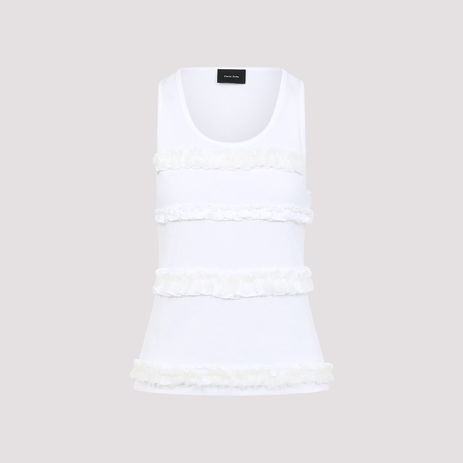 Simone Rocha Ruffle Frill Tank Top In White