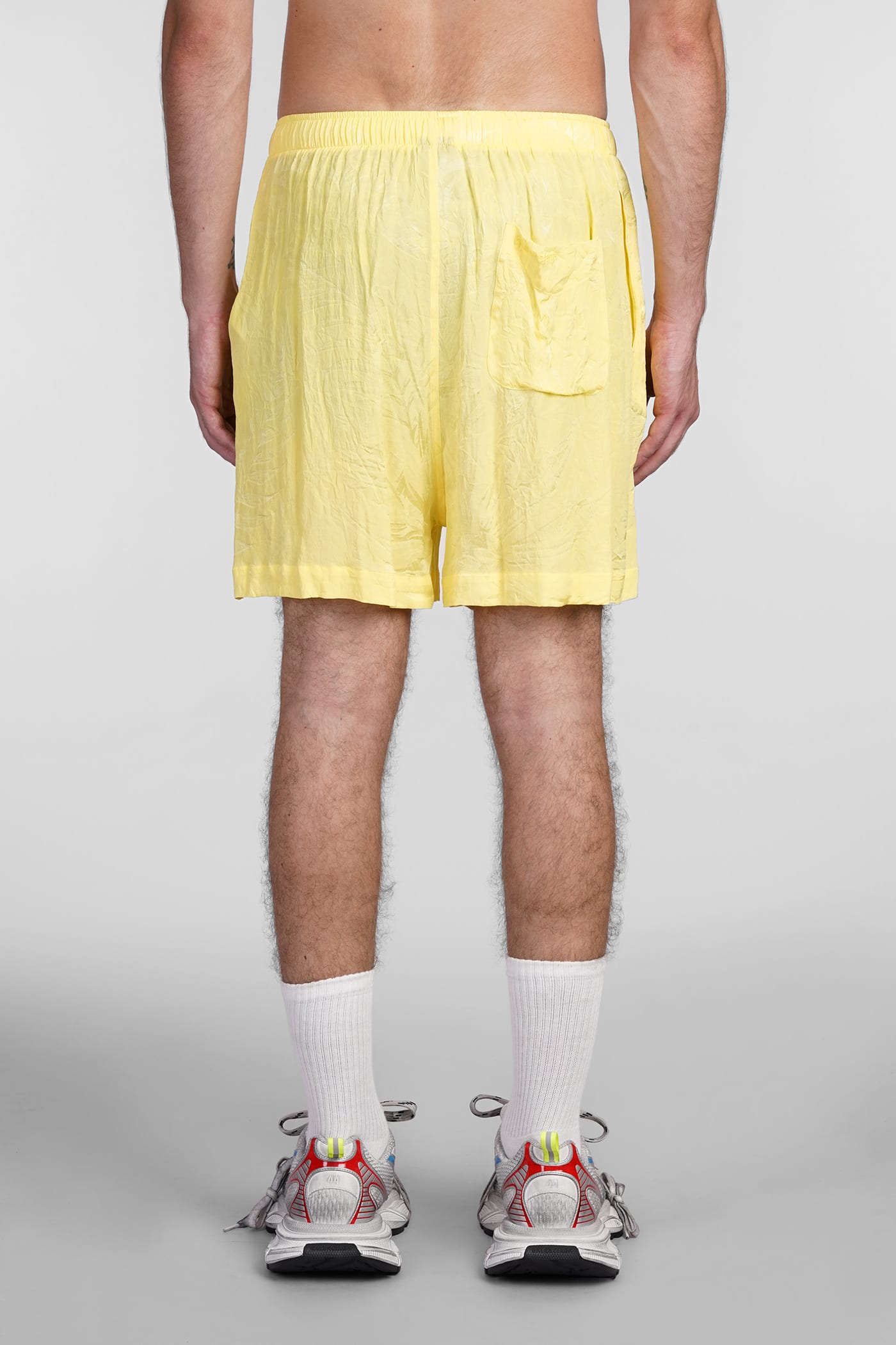 Balenciaga Shorts In Yellow Silk In Yellow