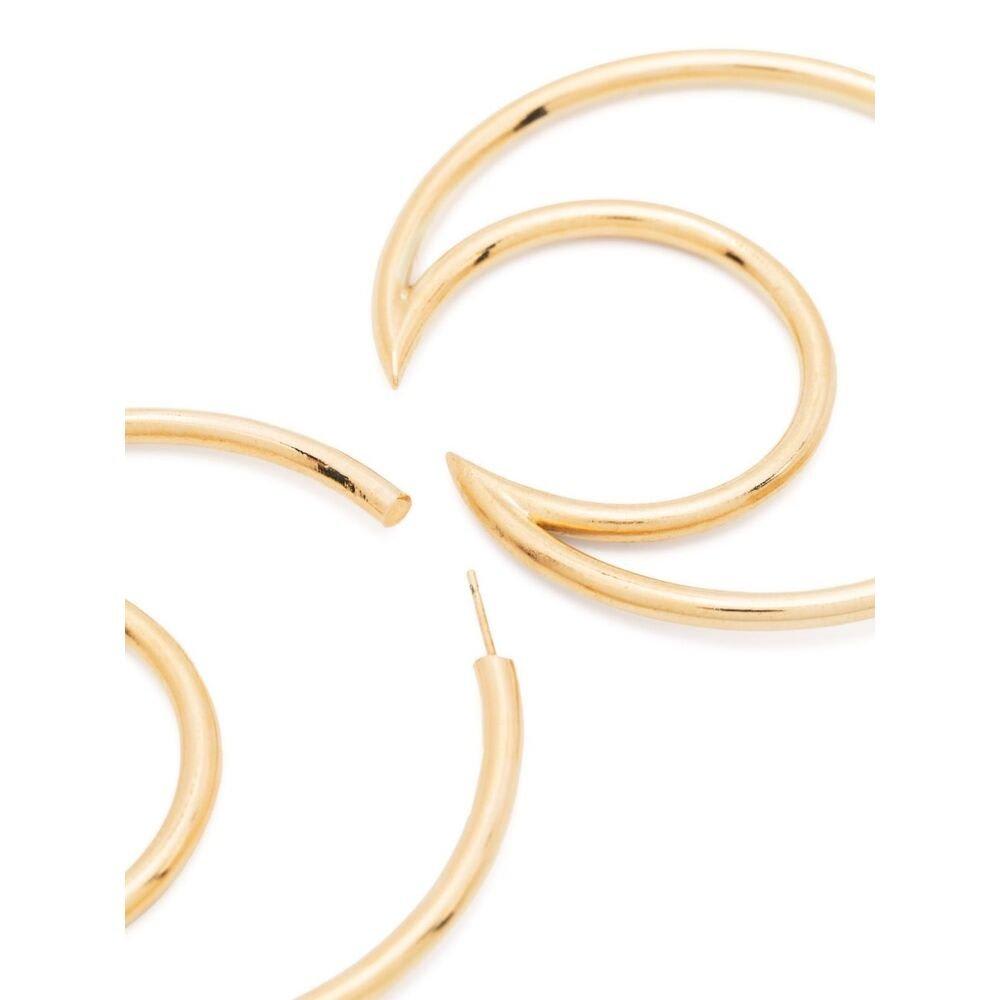 Shop Marine Serre Large Moon-shaped Hoop Earrings In Gold