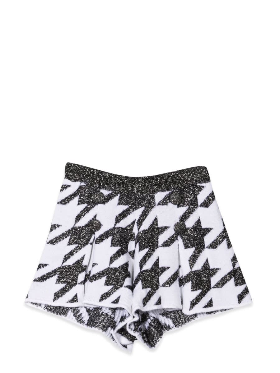Simonetta Teen Houndstooth-pattern Knitted Shorts In Black