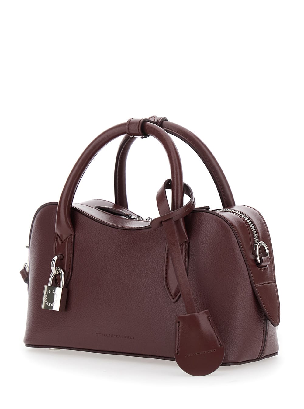 Stella Mccartney Ryder Bordeaux Handbag With Two Top Handles And Front Padlock Detail With Logo In Ecoleather Woman In Burgundy