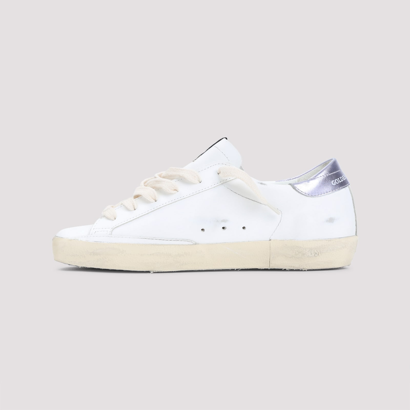 Golden Goose Low-top White Sneakers With Glittery Star And Metallic Heel Tab In White