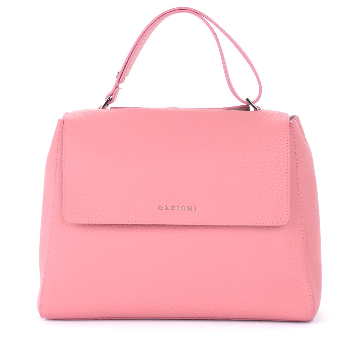 Orciani Sveva Soft Medium Shoulder Bag Made Of Pink Grained Leather In Rosa