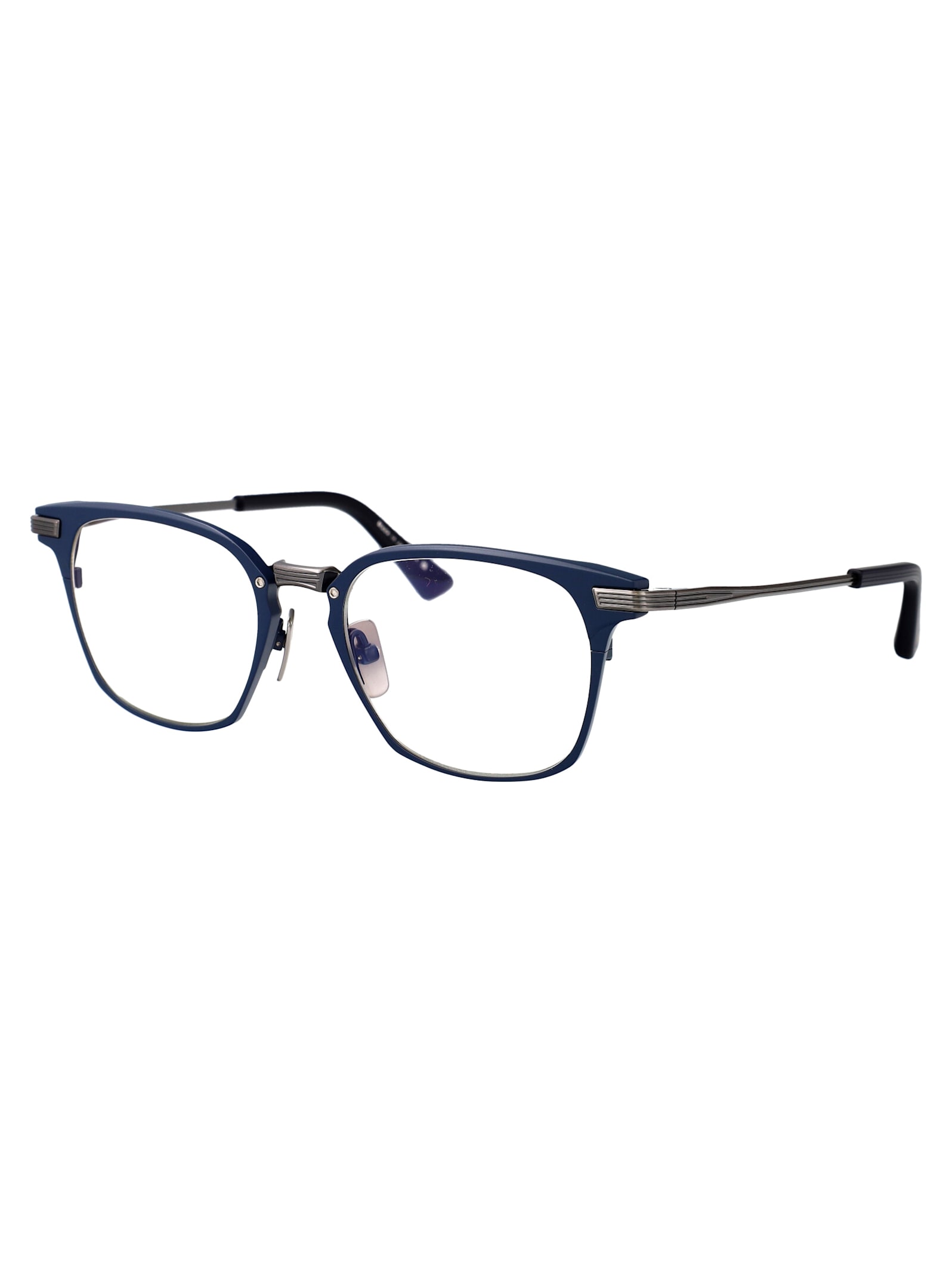 Dita Linrcon Glasses In Matte Navy - Antique Silver W/clear
