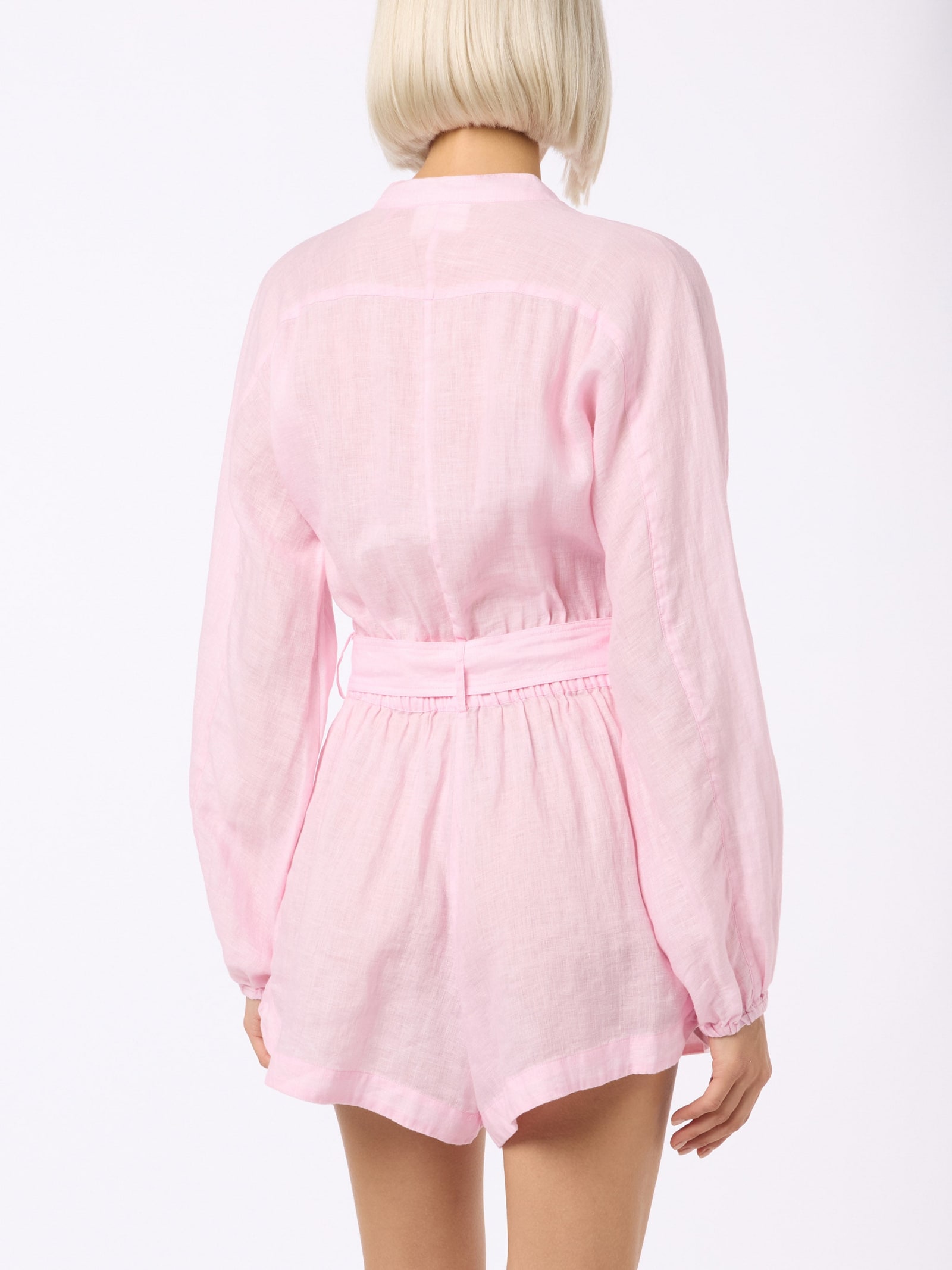 Shop Mc2 Saint Barth Woman Pink Linen Playsuit Hanniel