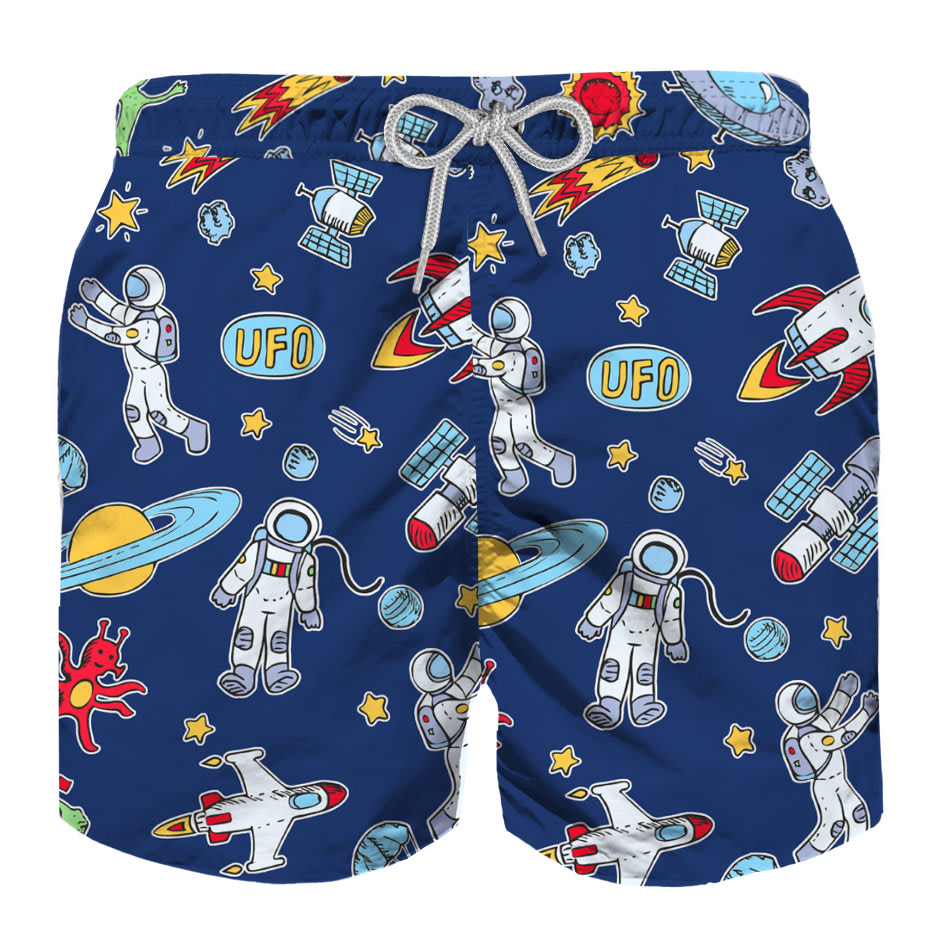 MC2 Saint Barth Astronauts Print Boy Swim Trunks