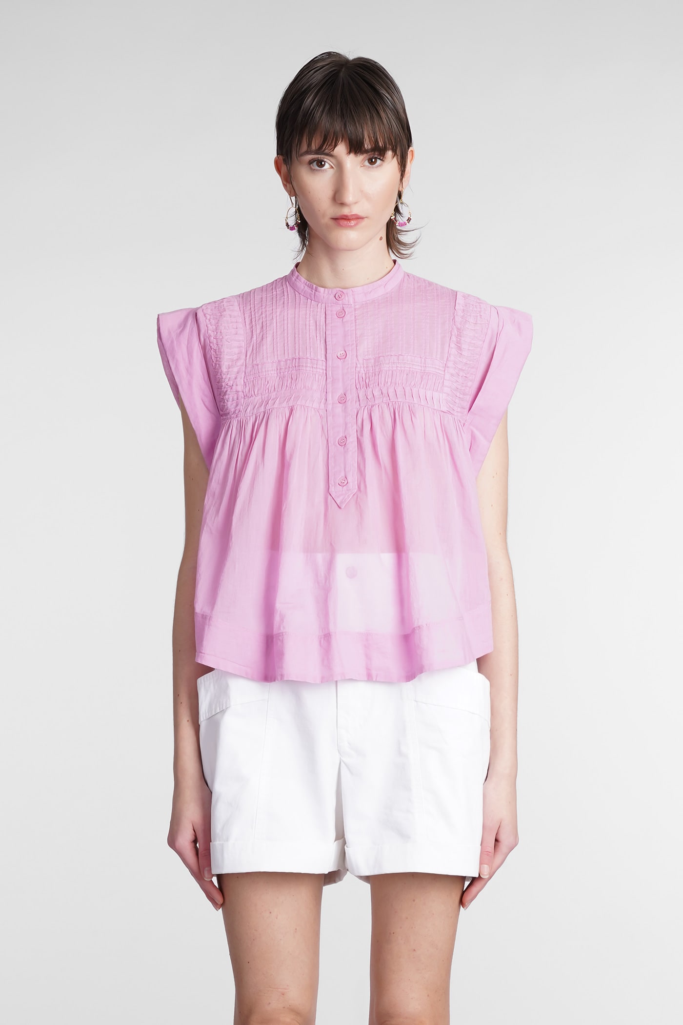 Isabel Marant Étoile Leaza Blouse In Rose-pink Cotton In Rose-pink