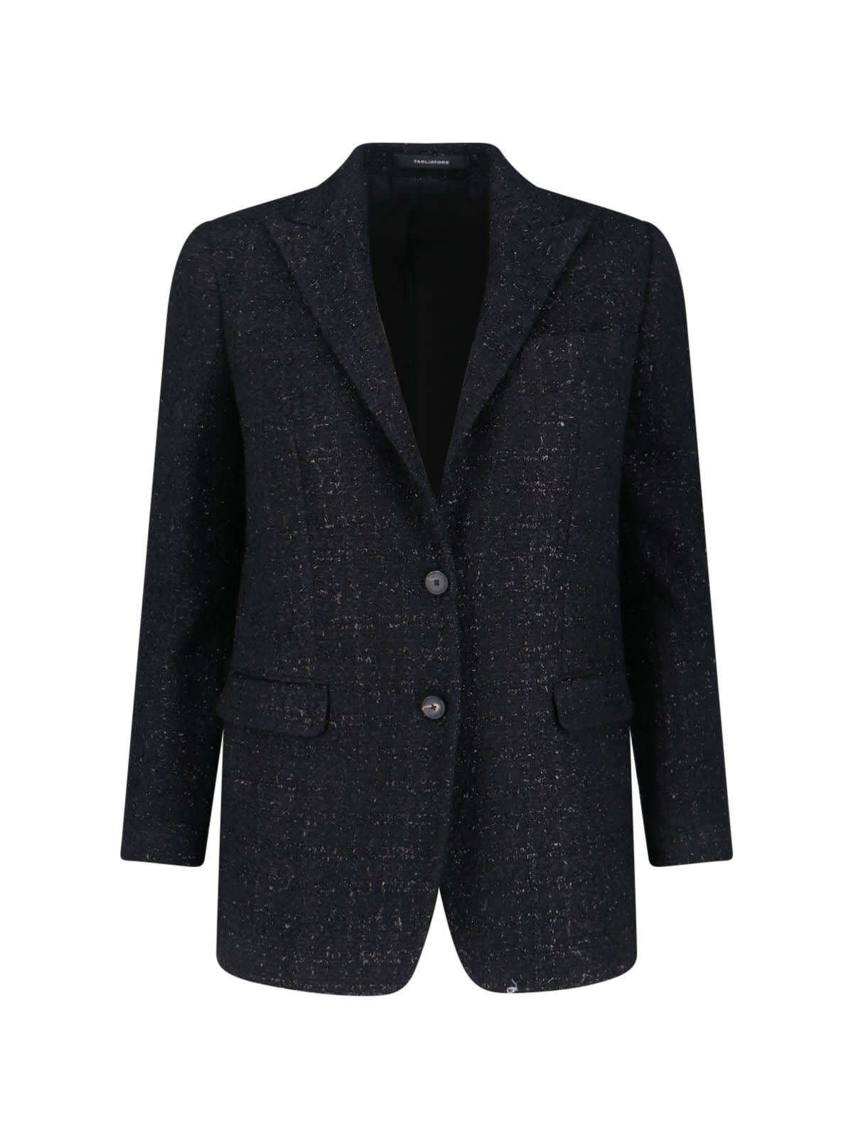 Tagliatore Tailored Black Jacket With Notched Lapel And Textured Fabric In Black