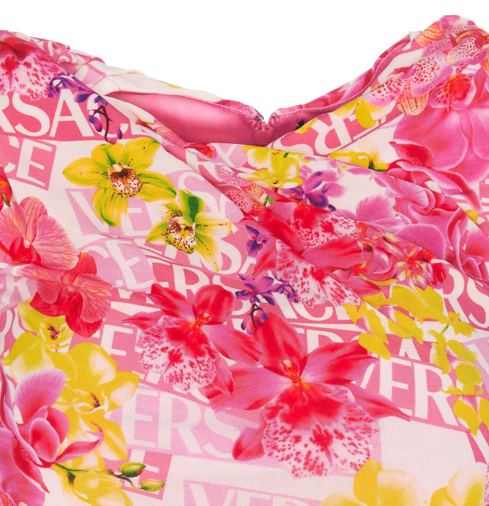 Versace Draped Printed Stretch-jersey Top In Pink